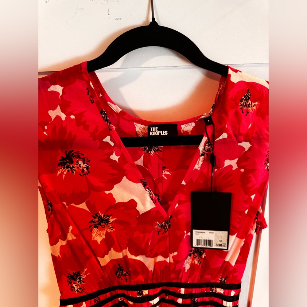 Pink Flower Printed Short Silk Dress from The Kooples - Picture 8 of 10